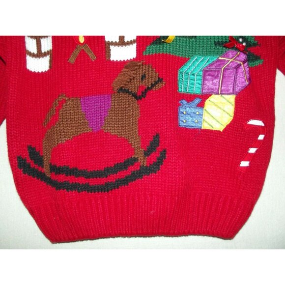 Hasting & Smith Sweater Womens Size Medium Red Christmas embellished pearls m - Picture 6 of 10